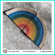 ◵ ◎ ☍ ♞,♘Rainbow Abaca Half Carpet - Handmade - Natural Material