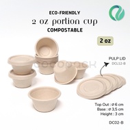 Bagasse Sauce Cup 2 oz Brownnatural with Pulp Lid 10 PCS