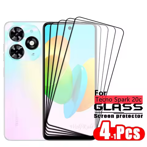 1/2/3/4PCS Full Cover Glass For Tecno Spark 20C Glass Tecno Spark 20C Screen Protector 9H HD Full Te