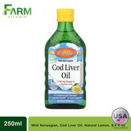 Carlson Labs Wild Norwegian Cod Liver Oil Natural Lemon 8.4 fl oz (250 ml)แบบน้ำ