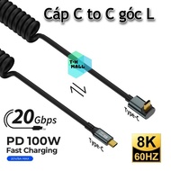 [ 20Gbps ] Dây Cáp Lò Xo Sạc Nhanh PD 100W USB Type C 3.2 20Gbps 8K 60Hz 4K 120hz OTG Thunderbolt 3 