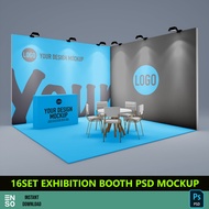 16-Set Exhibition Booth Stand PSD Mockup | Editable PSD Design Mockup (SW220)