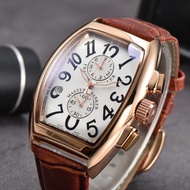 Franck MULLER Franco Automatic Mechanical Movement Men's Watch Rui Watch White Dial Leather Strap