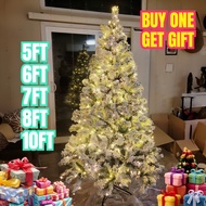 5/6/7/8/10FT Snowflake flocking Christmas Tree With Metal Stand Christmas Decorations For Home