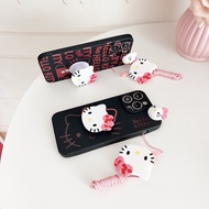 For Huawei Y5 2018 Y5 Prime Y5P Y6P Y6 2018 Y6 2018 Y5 Lite 2018 Prime 2018 Y6 2019 Y6 Pro 2019 Y6S Cute Cartoon Red Hello Kitty Phone Case (Including Stand Doll &amp; Lanyard)