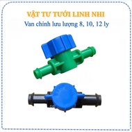 Combo of 5 valves to adjust pipe flow of 8mm, 10mm, 12mm used to adjust water flow in irrigation sys