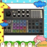 39A- Live Sound Card and Audio Interface Sound Board with Multiple DJ Mixer Effects,Voice Changer and LED Light
