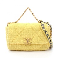 CHANEL 19 dix-neuf 馬特拉斯鏈條單肩斜背包 AS1160 粗呢 黃色