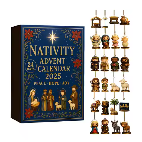 New Christmas Advent Calendar 24PCS Countdown Calendar Blind Box for the Birth of Jesus Home Xmas Tr