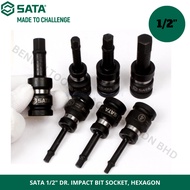 (ND) SATA 1/2" DR. IMPACT BIT SOCKET, HEXAGON / 4MM 5MM 6MM 7MM 8MM 10MM 12MM 14MM / IMPACT ALLEN KE