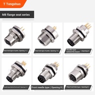 M8 Connector Flange Socket Aviation Socket Terminal Wire Welding Wire PCB Cable Connector Waterproof
