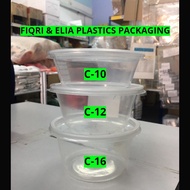 [READY-STOCK] CONTAINER BULAT C-10, C-12, C-16 /  Clear Round Disposable Plastic Food Container | fn