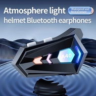Motorcycle Helmet Headset A40 Bluetooth 5.3 Hands-Free Wireless Helmet Headset with RGB Colorful Waterproof Headset for Riding Skiing