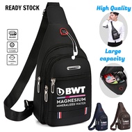 BWT Magnesium Water Chest Sling Bag Men Waterproof Canvas Fanny Pack Crossbody Bag Lightweight Multi