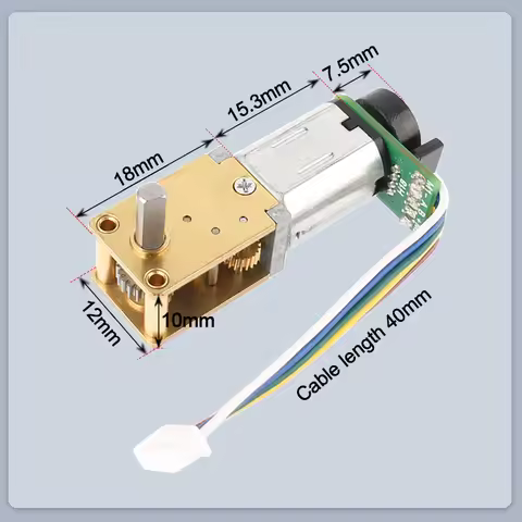 DC 3V 6V 12V N20 22rpm 550rpm Worm Gear Motor Full Metal Gearbox With 7PPR Encoder