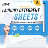 Laundry Detergent Sheets Eco Washing Strips - 80 Loads, Liquidless Fresh Scented Clothes Washer Shee
