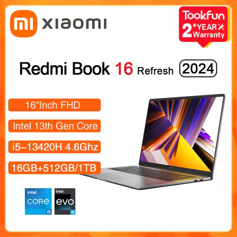 XIAOMI Laptop Redmi Book 16 2024 Refresh RAM 16GB SSD 512GB Intel i5 12450H 13420H 16" Inch FHD Note