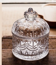 Vintage Crystal Kaca Mahkota Gula-Gula Penyimpanan Jar Hiasan Setem Kek Atas Penganjur Barang Kemas Tassels Kanister Barangan Kaca Hiasan