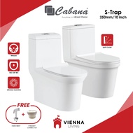 Cabana One Piece Water Closet Rimless WC Toilet Bowl S trap 10 Inch 250mm Jamban Tandas CWC7603 马桶
