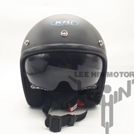 Original KHI Retro Helmet RD01 Double Visor Helmet Topi Dewasa Classic Matt Black L XL