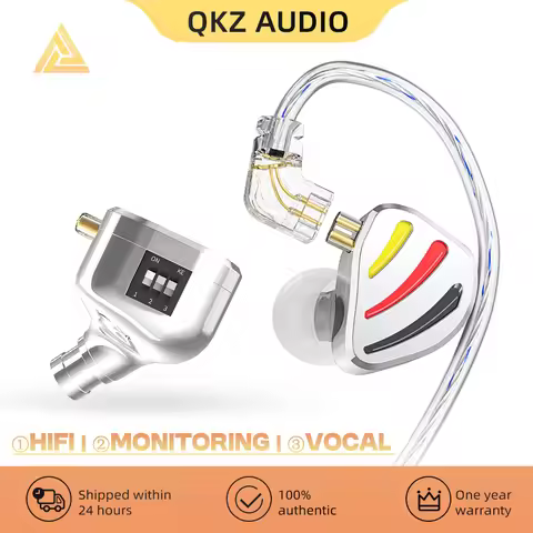 QKZ Earphone HIFI Heavy Bass Earbuds Monitor Vocal 3-Level Tuning Switch Metal Dynamic Noise Reducti