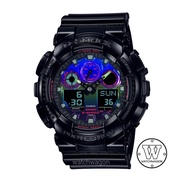 [Watchwagon] Casio G-Shock GA-100RGB-1A Virtual Rainbow Analog Digital Gents Watch Black Glossy Resin Band ga-100