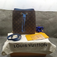 Tas Monogram Neo Noe NeoNoe MM 2018 Biru Ori Blue Jean Original FO
