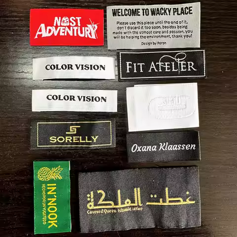 1000pcs/Lot Custom Design Garment Sewing Label Clothing Main Label Woven Embroidered Private Logo Ta