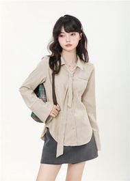 Atasan kemeja dasi lengan panjang ala korea untuk wanita jaket ala korea terbaru