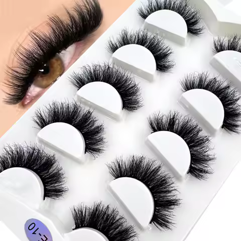 HBZGTLAD 5Pairs Faux 3D Mink Lashes Bulk Volume Fluffy Wispy Natural False Eyelashes Thick Dramatic 