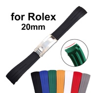 20mm Silicone Watch Strap for Rolex GMT Daytona Submariner Band for Water Ghost  Bracelet Curved End Rubber Wristband Soft Diving Watch Band