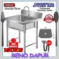 Stainless Steel Kitchen Sink With Sink Stand Sinki Dapur Besi Dengan Kaki Commercial Use Single Bowl