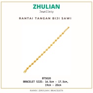 Rantai tangan biji sawi emas sadur tulen 24K/999 Zhulian