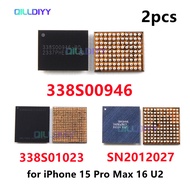 2pcs 338S01023 Power ic for iPhone 15 Pro Max 16 Plus SN2012027 U2 ic 338S00946 Charging USB ic CP32