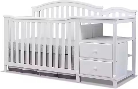 Furniture Berkley Crib and Changer with Slat Panel Back Classic -in- Convertible Diaper Changing Tab
