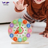 Simhoa Education Clock for Kids Educational Toy Wooden Clock Toy for Baby Kids