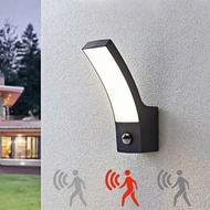 Outdoor Wall Light LED IP44 Waterproof Rating with Human Motion Sensor Black Aluminum Exterior Wall 