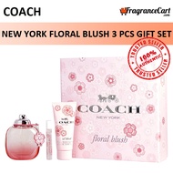 Coach New York Floral Blush EDP for Women (90ml EDP + 7.5ml Travel Spray + 100ml Body Lotion) GiftSet Collection [Brand New 100% Authentic Perfume/Fragrance]