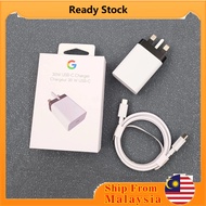 (Ready Stock)For Google 30W PD Fast Charger UK Quick Charging  100CM Usb C To Type C Cable For Googl
