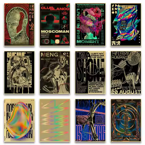 Psychedelic Acid Graphic Canvas Wall Art Print Poster Vintage Abstract Style Decorative Painting Hom