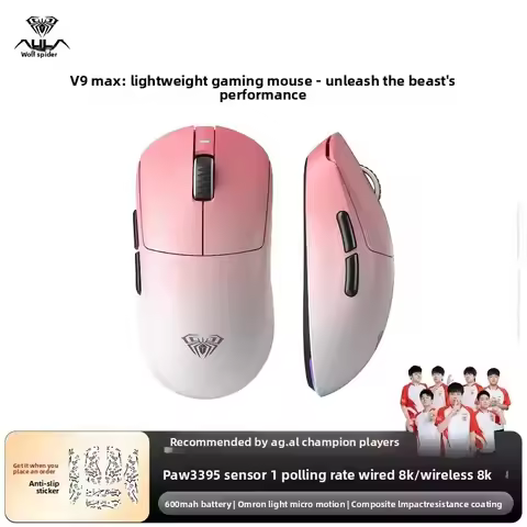 AULA V9 MAX MAX+ Tri-mode Wireless Gaming Mouse Dual 8K HZ Lightweight RGB PAW3950 Ergonomics Custom