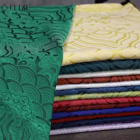 0.5/1/2m Jacquard Damask Fabric High Quality Brocade Sea Water Cloud Wave Silk Satin Fabric for DIY 