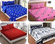 PLEDGE CREATIONS 146 TC Microfiber Double Bedsheets Combo Pack of 4 Bedsheet with 8 Pillow Covers (6