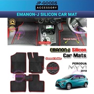 Perodua Myvi G3 2018 - 2024 RED LINE EMANON-J Silicon Car Floor Mats Waterproof Carpet SILICONE MAT 