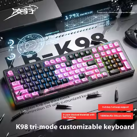 Lingbao K98 Wireless Anime Mechanical Keyboard Gaming Bluetooth 2.4G Wired Keyboard RGB Hotswap Game