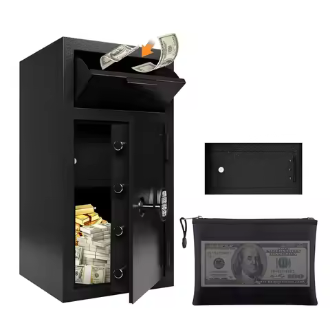 6.0 CUB Cash Safe With Drop Slot Drop Safe for Business with Built-in Lockbox Money Depository Safes