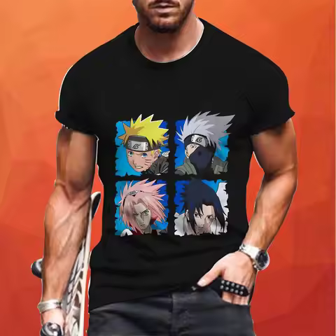 Naruto Ninja 2024 New Men's T-shirt Y2k Kakashi Summer Quick Dry Hip Hop Tops Harajuku Style Sasuke 