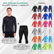 TAVARY 2IN1 SPORTS SUIT PACKAGE LONG SLEEVE T-SHIRT & LEGGING 3/4 QUICK DRY BREATHABLE JOGGING RUNNI
