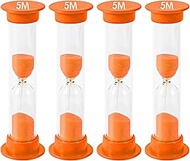 TeacherFav Sand Timer for Kids - 5 Minute Set of 4 Hour Glass - Orange Color- Acrylic Covered for Cl