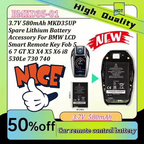 3.7V 580mAh MKD35UP Spare Lithium Battery Accessory For BMW LCD Smart Remote Key Fob 5 6 7 GT X3 X4 